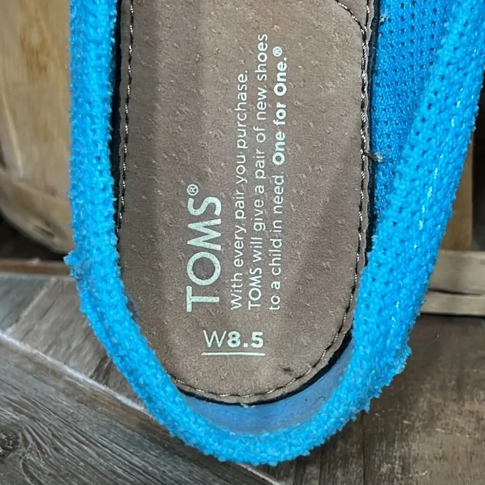 Toms Freetown Classic Turquoise Weave Slip-On Espadrilles Flats Womens Size 8.5